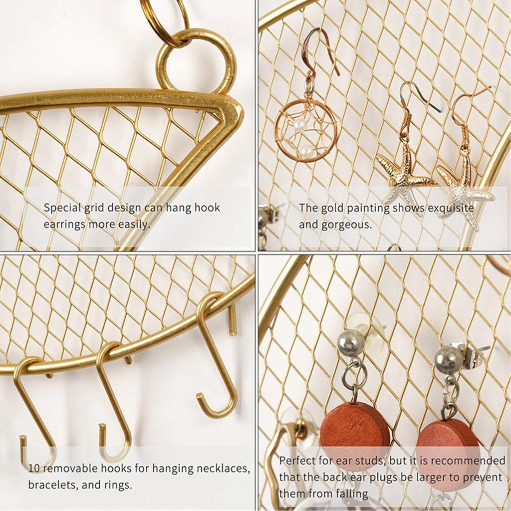 Hanging Jewelry Holder Wall Mounted Metal Mesh Jewelry Display Rack for Necklace Bracelet Earrings