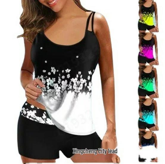 European and American Fashion Sexy Printed Split Waist Bikini Swimsuit for Women