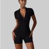 Amazon European and American Summer Zipper Short-Sleeved Yoga Jumpsuit for Women Dance Fitness Tight-Fitting Sports Jumpsuit