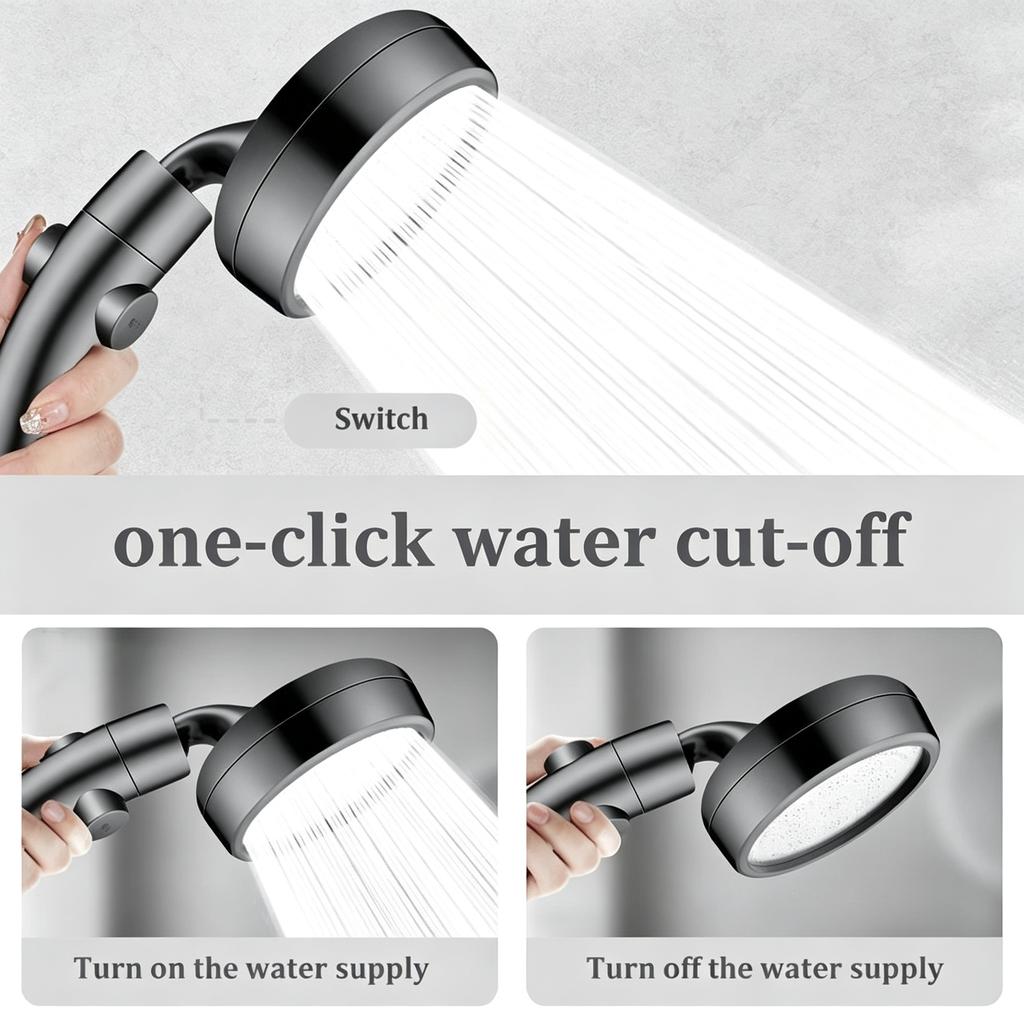 High-Pressure Matte Hand-Held Shower Head with One-Button Water Stop G1/2 Connection Multiple Spray Modes for Luxury Bathroom