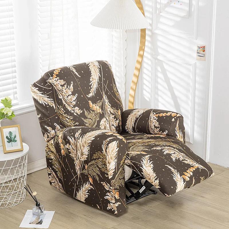 4Pcs In 1 Seat Floral Print Stretch Spandex Chair Slipcovers Couch Covers Split Recliner Sofa Cover For Living Room