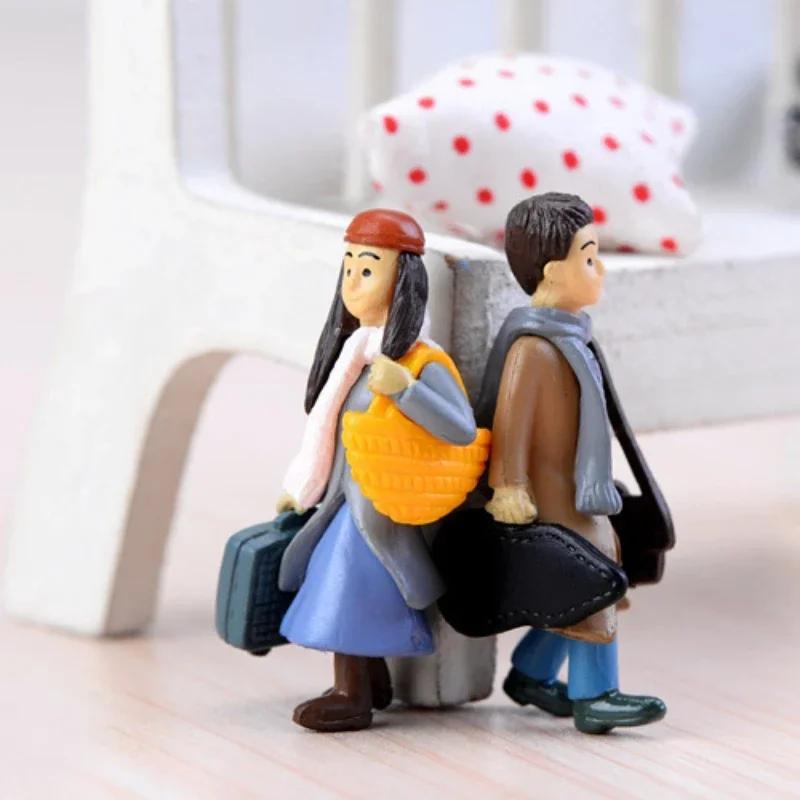 Sweety Lovers Couple with Trunk Figurines Miniature Craft Fairy DIY Ornament Garden Decor