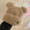 Little Bear Plush Hat with Thick Velvet for Autumn and Winter Cold Protection, Ear Protection, and Warm Knitted Hat