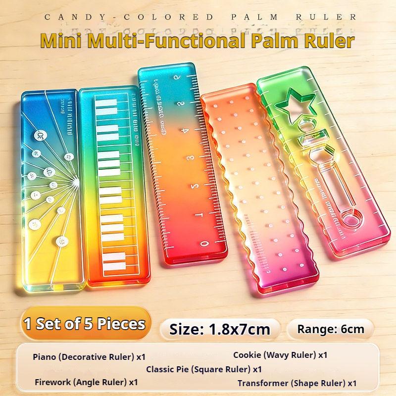 Multi-function Drawing Ruler Tools 6cm Plastic Mini Straight Ruler Student Stationery Measuring Tools Drafting Supplies 5/25 Pcs