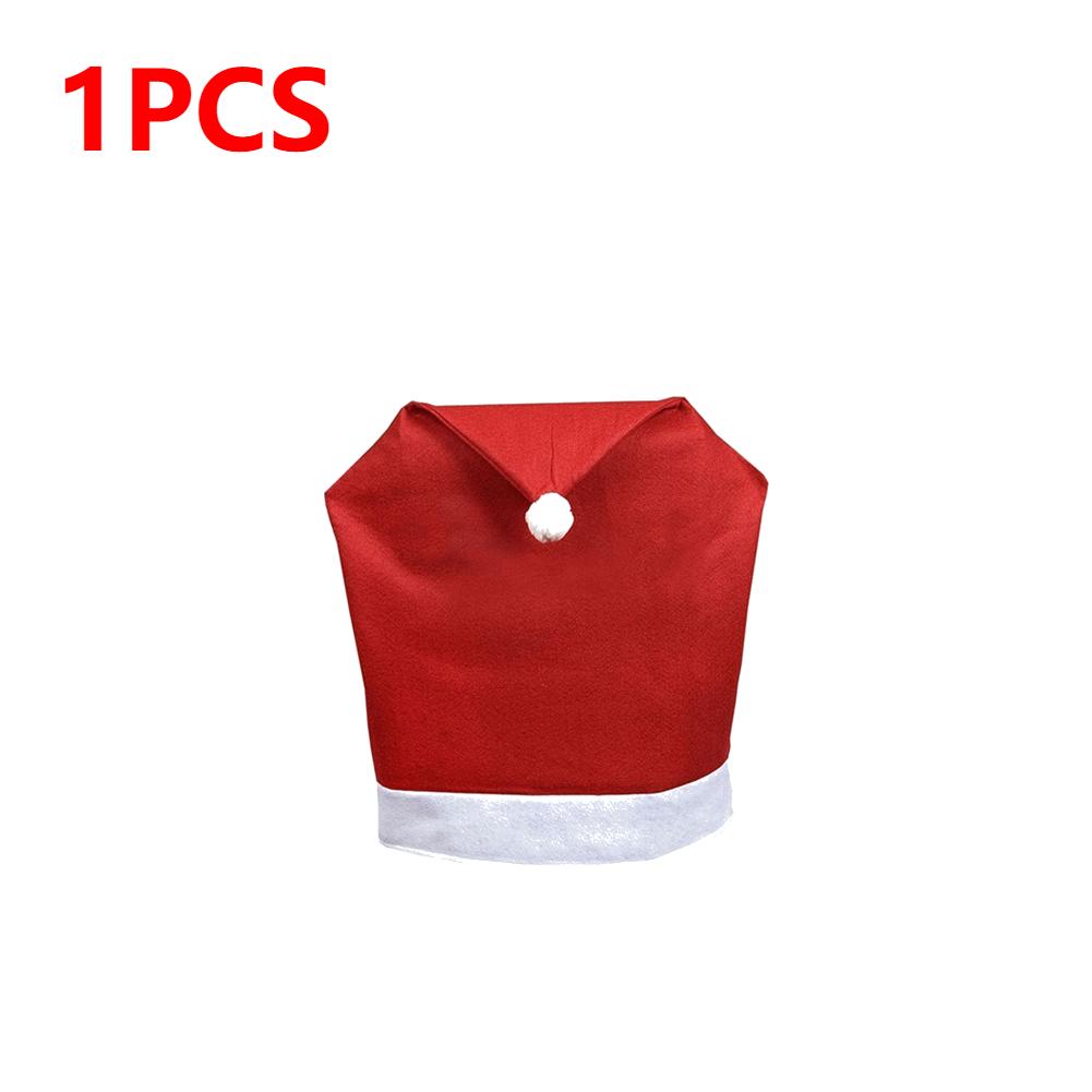 15-1PC Christmas Decorations Xmas Santa Claus Red Hat Chair Back Cover Non-woven Christmas Chair Cover Holiday Party Supplies