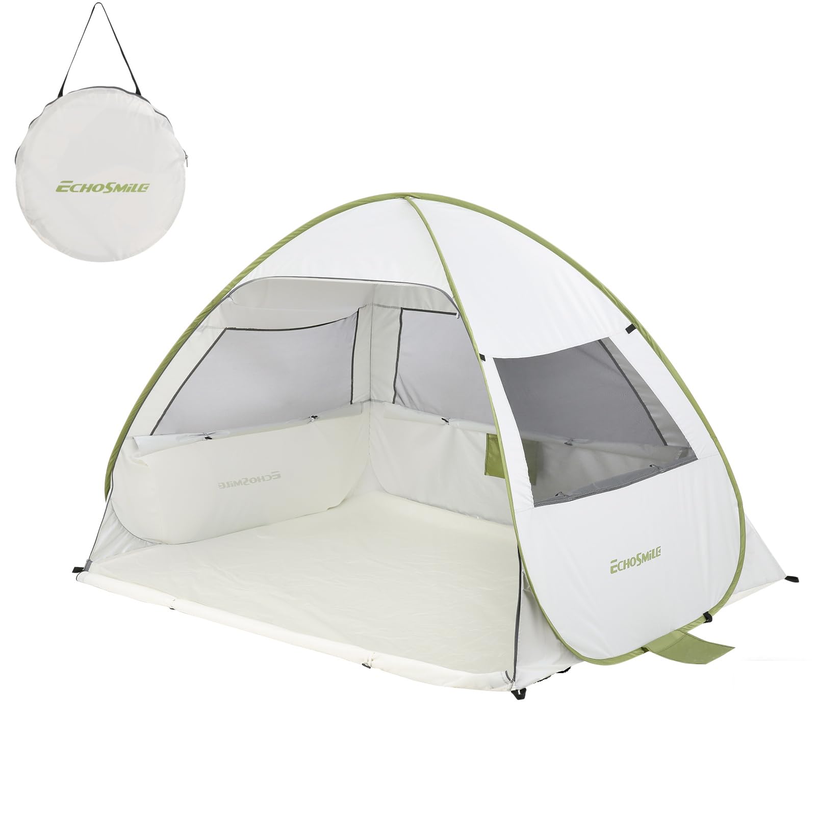

EchoSmile Установка за 1 Полная Водонепроницаемость УФ Легкая Семейная Палатка-автомат, Тент, Поп-ап, секунда, Пляжная, Автоматическая, 2/4-местная Палатка, белый