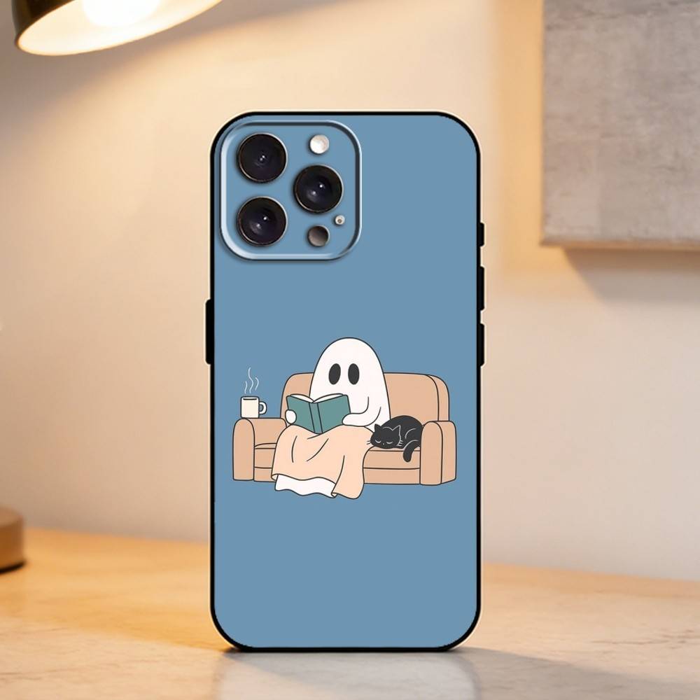 P-Playful G-Ghost    Phone Case For iPhone 17,16,15,14,13,12,11 Plus,Pro Max,XS,Soft Silicone Black Cover