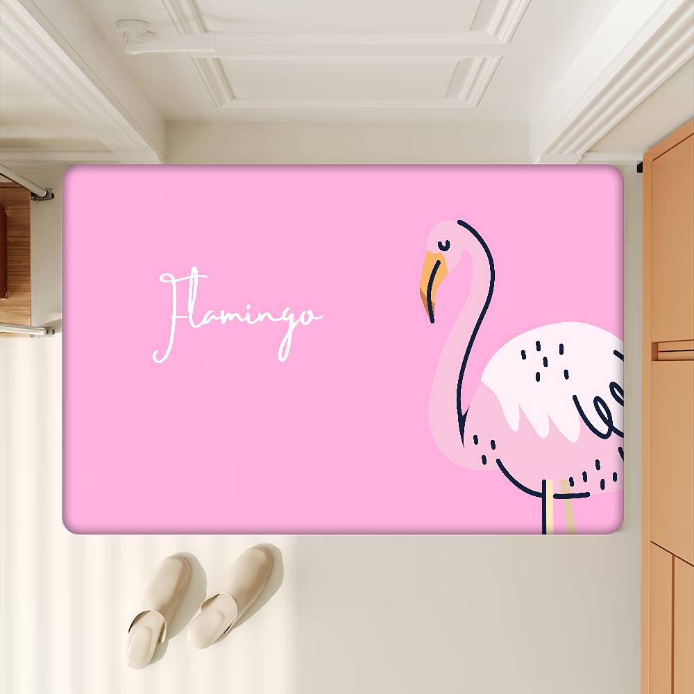 Flamingo Cartoon Hallway Carpet INS Style Soft Bedroom Floor House Laundry Room Mat Anti-skid Bedside Area Rugs
