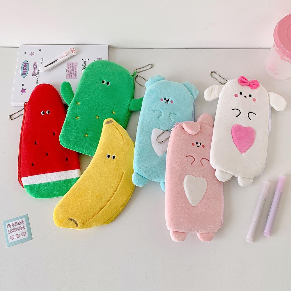 Watermelon Banana Cartoon Storage Bag Plush Korean Style Pencil Case  School Office