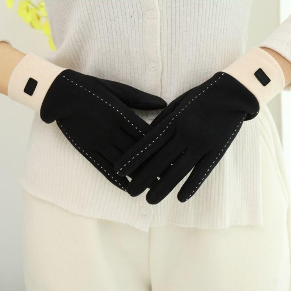 Keep Warm Plush Mittens Solid Color Gloves Sweet Winter Velvet Gloves Autumn