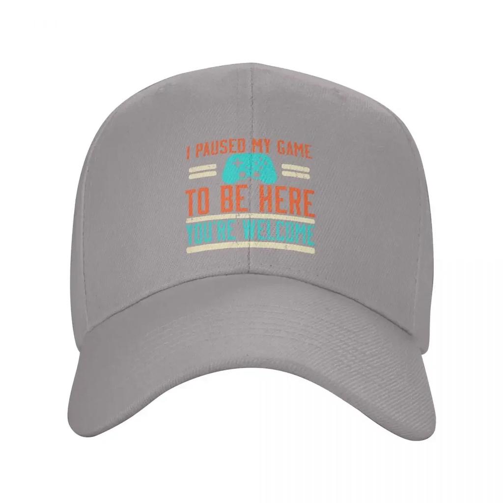 Custom Gamer Paused My Game To Be Here Video Gaming Gift Baseball Cap Hip Hop Women Unisex Adjustable Dad Hat Summer Snapback Caps