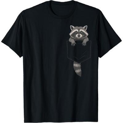 Cute Raccoon Pocket Funny Gifts For Men Women Kid T-Shirt(1)