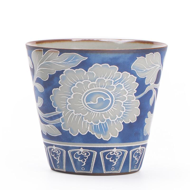 Blue and White Peony Tea Cup Ceramic Master's Cup Chinese Gongfu Tea  Elegant Collectible Teaware Gift for Tea Lovers
