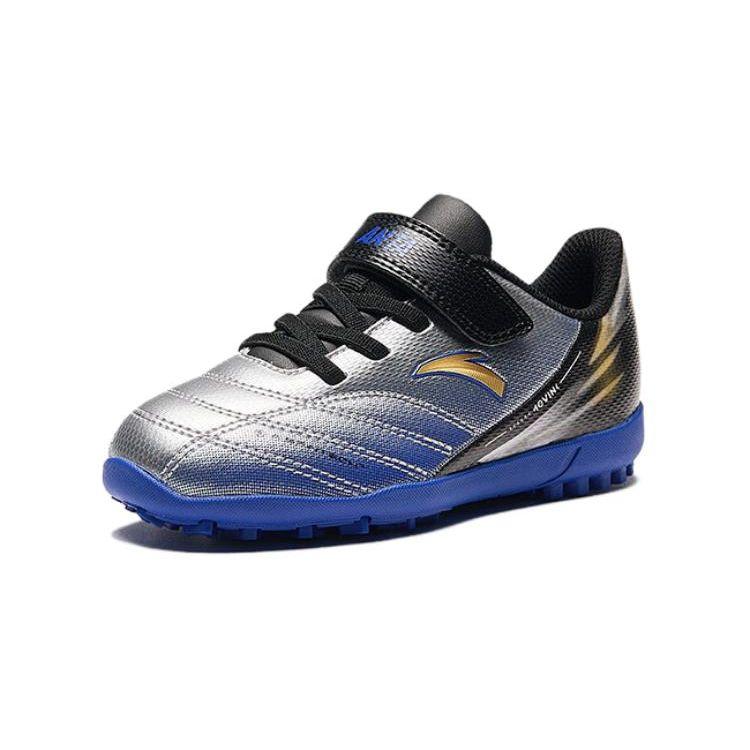 Anta Kids Non-Slip Low-Top Soccer Shoes Kids Footwear Silver Blue Black A312429928-1