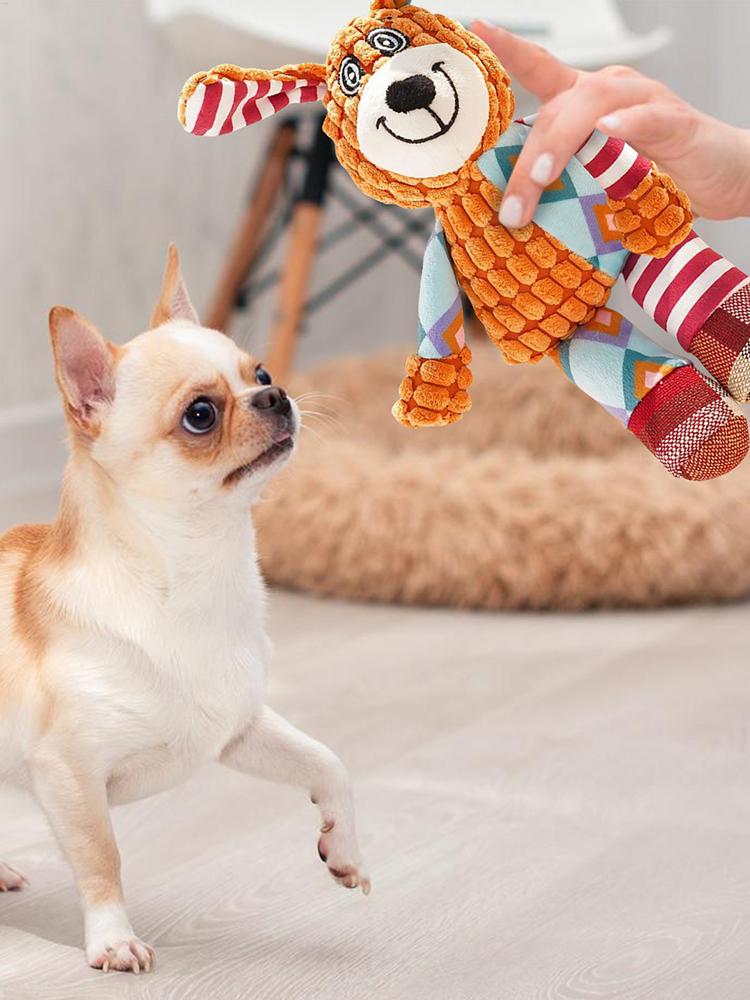 Pet Plush Toy Cat Dog Puzzle Toy Cute Animals Bite Resistant Interactive Squeaky Dog Teeth Cleaning Chew Toy Pet Supplies