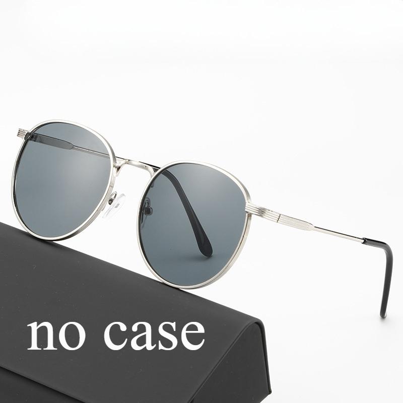 Metal round frame flat mirror new fashionable European and American unisex sunglasses hip-hop sunglasses