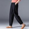 Ladies Long Pants With Pockets Elastic Waist Wide Leg Ninth Pants Casual Wear Temperament Women Fashion Loose Linen Trousers