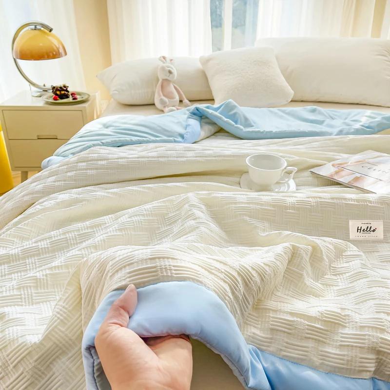 

Летнее прохладное одеяло из соевого волокна, тонкое летнее одеяло для одного человека, одеяло с кондиционером, можно стирать в машине, летнее двойное общежитие 1.1x1.5m