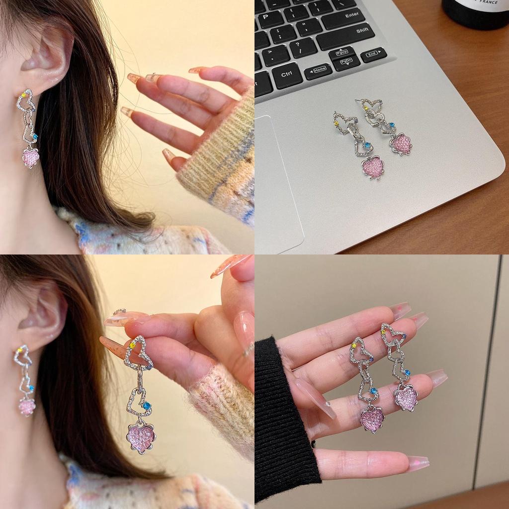 Wholesale S925 Silver Heart-shaped Tassel Earrings For Women Trendy And Cool Design