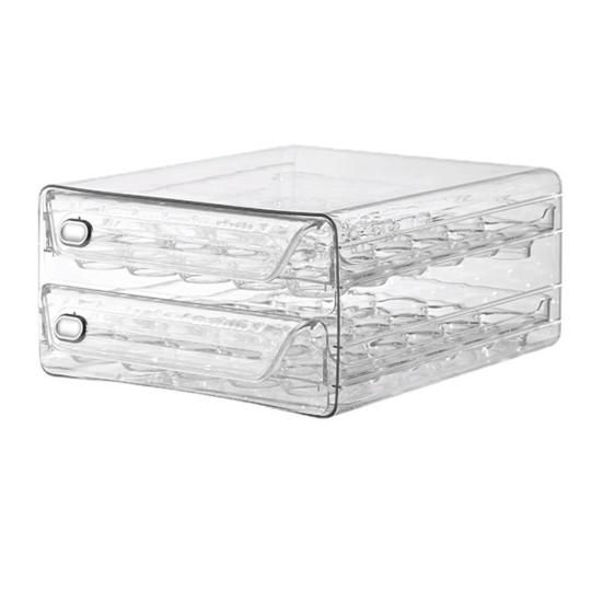 Egg Storage Box Transparent Space Saving Egg Container with Individual Slots Smooth Sliding Drawer Egg Holder for Kitchen Refrigerator