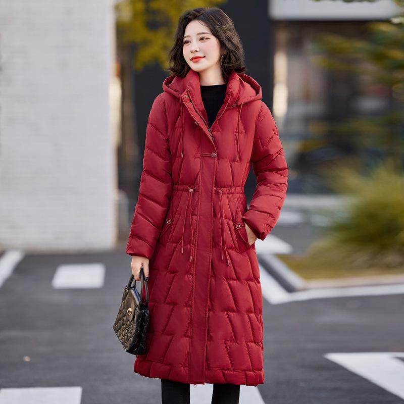 2025 Cotton Clothes, Cotton Clothes, Women's Over the Knee Long Winter New Thickened Jacket, Fashionable Temperament, Slim and Slim Cold Clothing