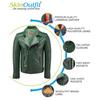 SKINOUTFIT Men's Motorcycle Leather Jacket Genuine Green Lambskin Café Racer Biker Outerwear