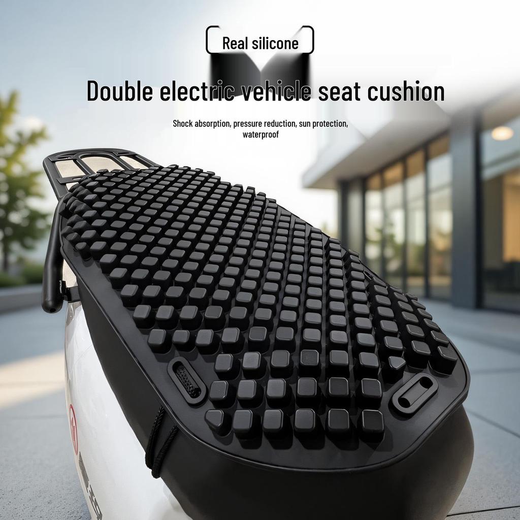 Universal Silicone Motorcycle & Scooter Seat Cover - Breathable, Heat-Resistant, Shock-Absorbing, Summer-Ready.