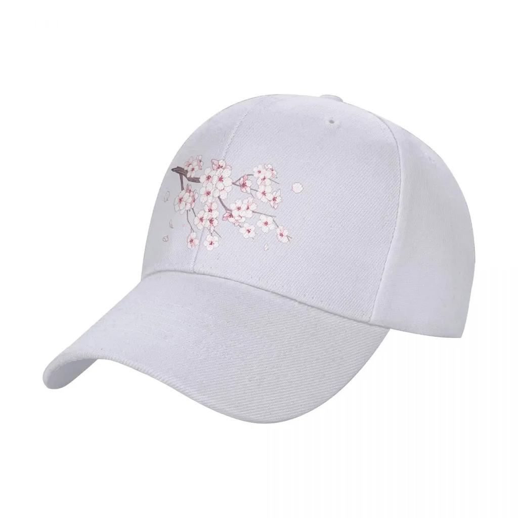 Sakura Cherry Blossom Print Cotton Baseball Cap Adjustable Casual Unisex Summer Hat