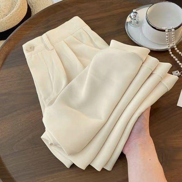 

Women s High-Waisted Draped Wide-Leg Suit Pants - Spring/Summer Straight-Leg Floor-Length 2XL, fits 133-145 jin