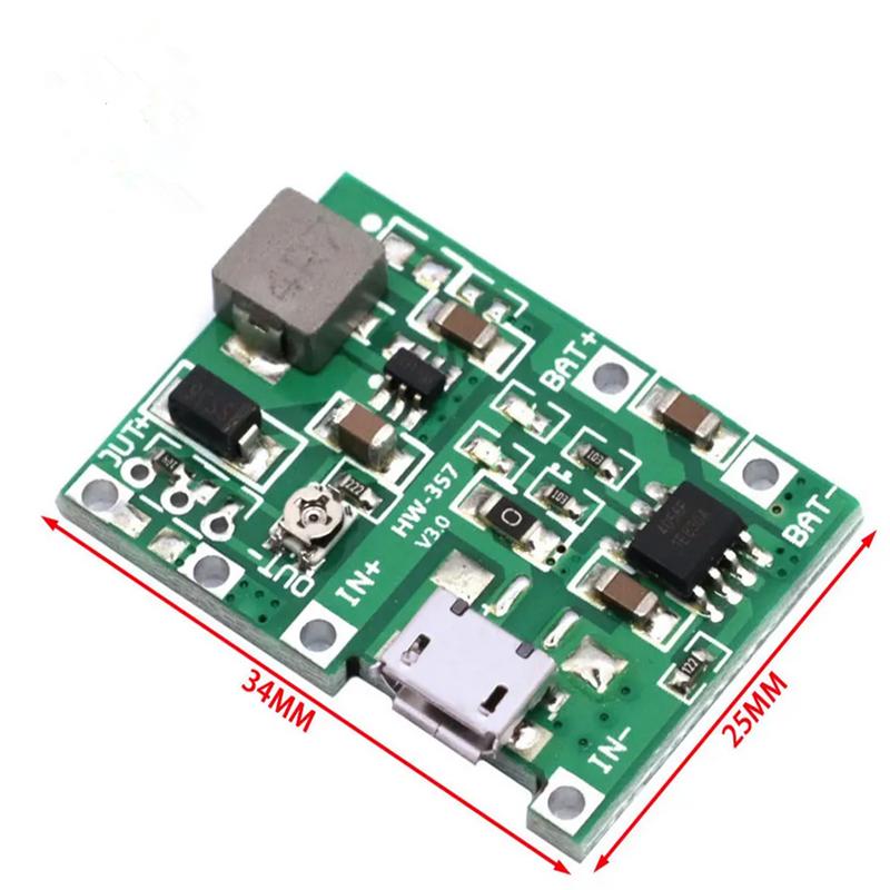 Lithium Li-ion 18650 3.7V 4.2V Battery Charger Board DC-DC Step Up Boost Module TP4056 + MT3608 DIY Kit Parts