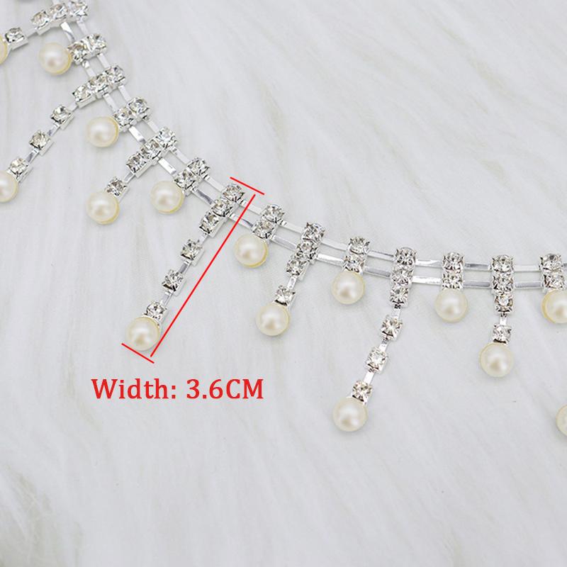 

10Yards Rhinestone Chain Crystal Diamond Tassel Rhinestone Pearl Chain Clothing Accessories DIY Wedding Party Gift Decoration 10Yards срібний