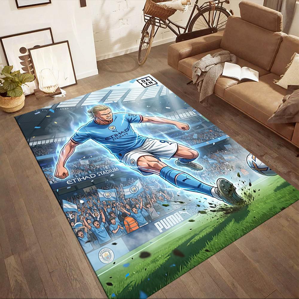 Electric Soccer Moment Square rugs are a great choice for living rooms, bedrooms, home décor, and as gifts.