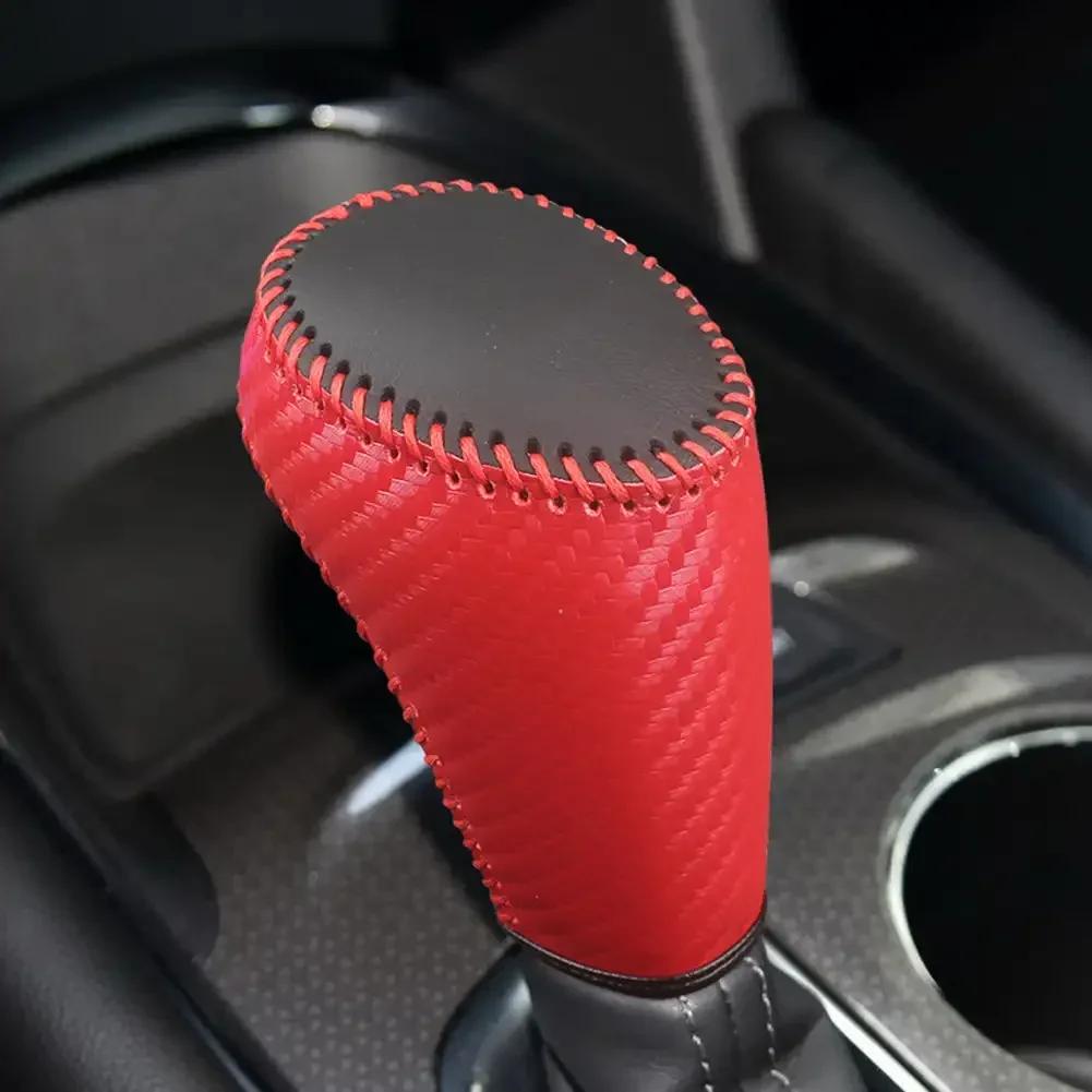 Car Leather Carbon Fiber Gear Head Shift Collars Cover for Chevrolet Chevy Malibu XL 2016-2020 Equinox 2017-2019 Cruz 2017 2018