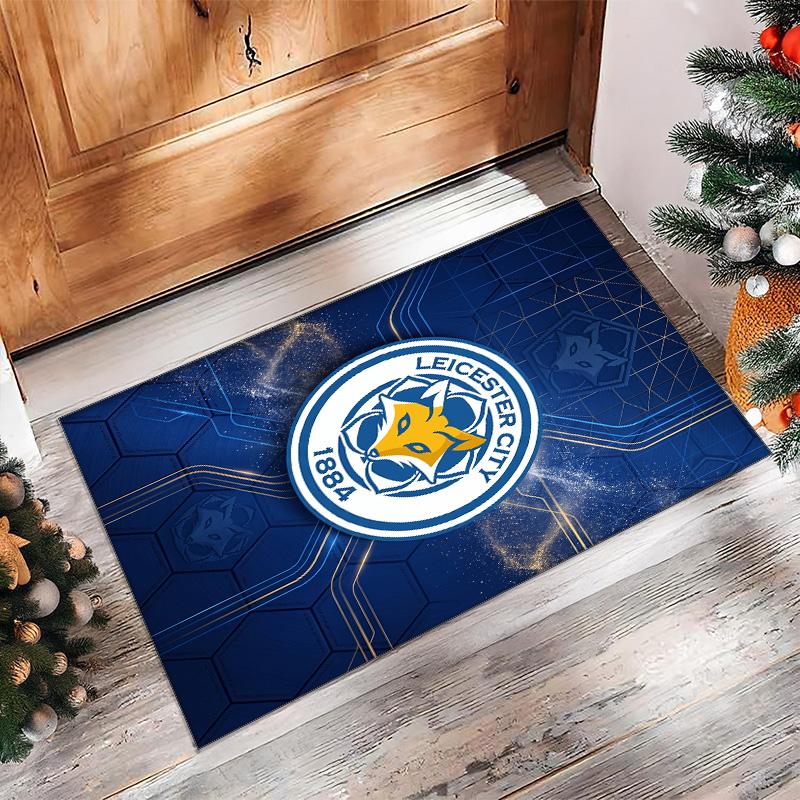 Tappeto in Velluto di Cristallo con Stampa del Leicester City Football, Comodo Assorbente d'Acqua Antiscivolo Tappeto per Pavimenti Interni