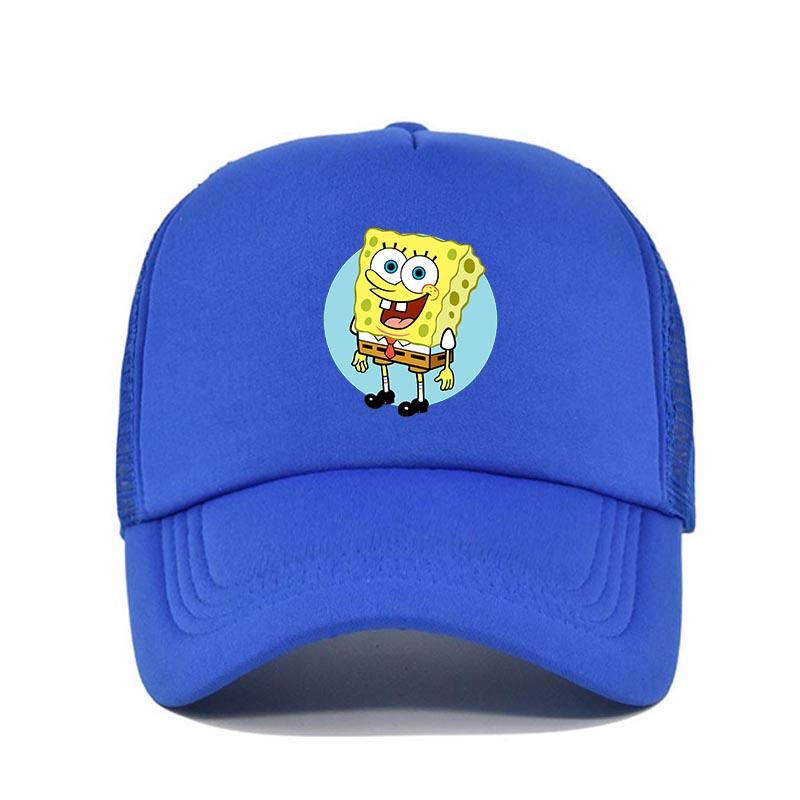 Fashion Cute SpongeBobs Print Baseball Cap Cartoon Men Women Summer Sun Mesh Hat Anime Adjustbale Sunshade Golf Cap Trucker Hat