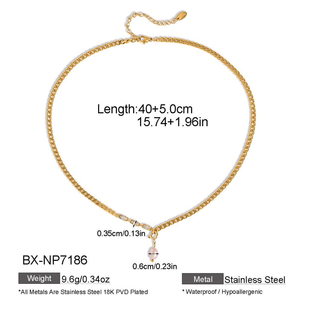 Four-Pointed Star Natural Pearl Double Layer Gold-Plated Clavicle Necklace