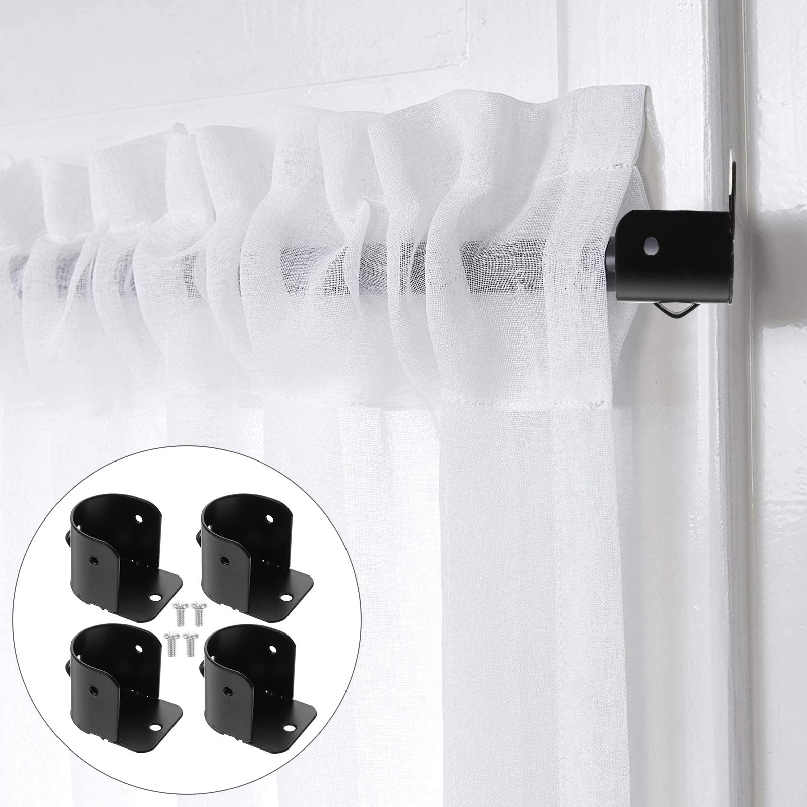 

4 Pcs Black Curtain Rod Flange Closet Pipe Bracket Wardrobe Flange Rod Holder U Shape Shelf Support Closet Rod Socket Hardware 4X3CM