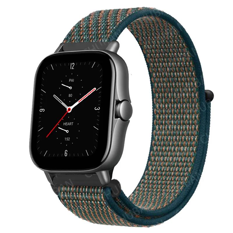 20mm/22mm Nylon Loop watch band For Amazfit GTS/4/2e/3/GTS2 Mini/GTR 4/3 pro/47mm/GTR2/2e/stratos Bracelet Amazfit bip-u strap