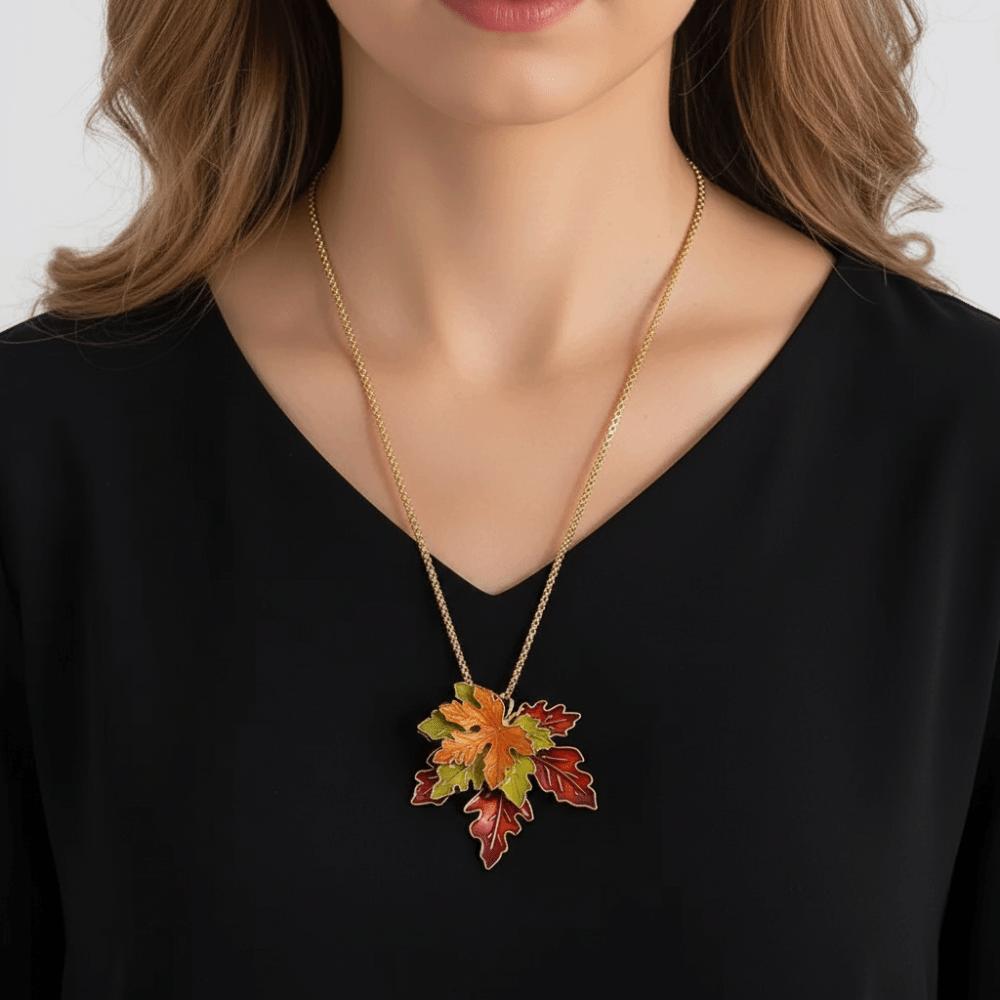 Oil Drop Sweater Chain Metal Chain Long Chain Retro Leaf Pendant Necklace  Sport