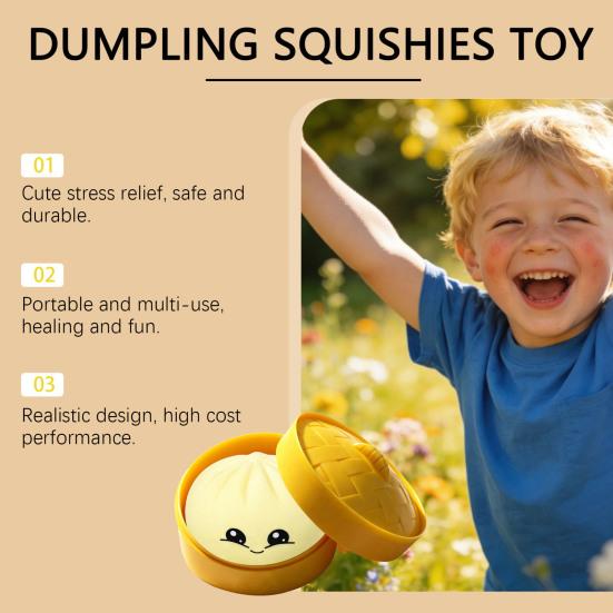 Cute Steamed Bun Squeeze Toy Realistic Soft TPR Fidget for Stress Relief Non-Sticky Slow Rebound Decompression Gadget for Kids Adults