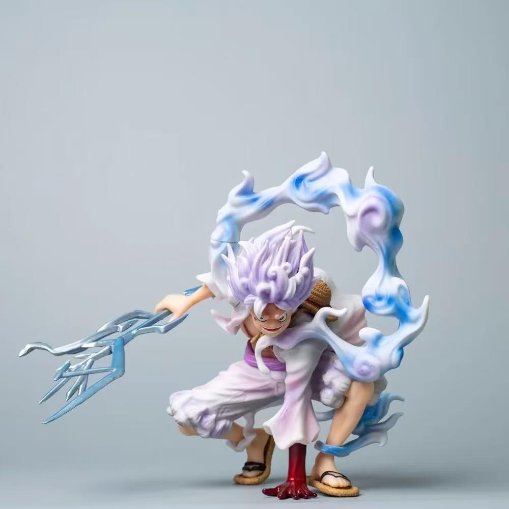 One Piece Sun God Nika Luffy Squatting Pose Figure with Lightning Effects