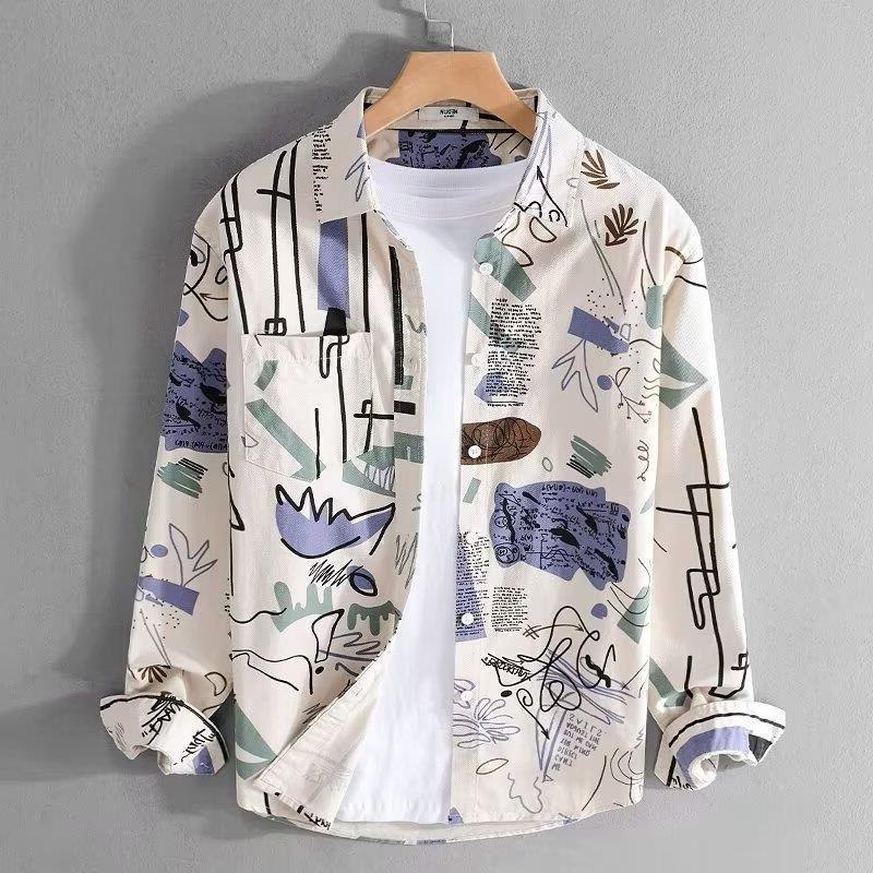 

Men s Trendy Full-Print Long-Sleeve Casual Shirt for Spring and Autumn L