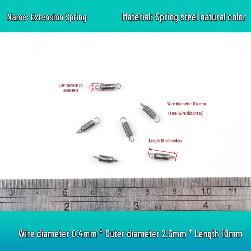 304 Stainless Steel Small Tension Hook Spring, 0.4mm Wire, Industrial Extension