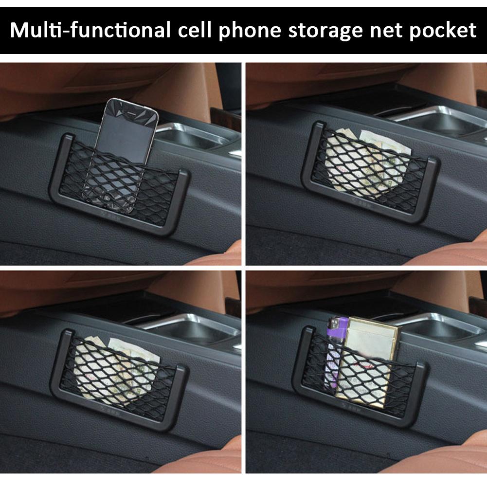 Universal Car Net Pocket Stick on Mesh Car Organizer Car Storage Net Bag for Purse Phone Holder Pocket Organizer