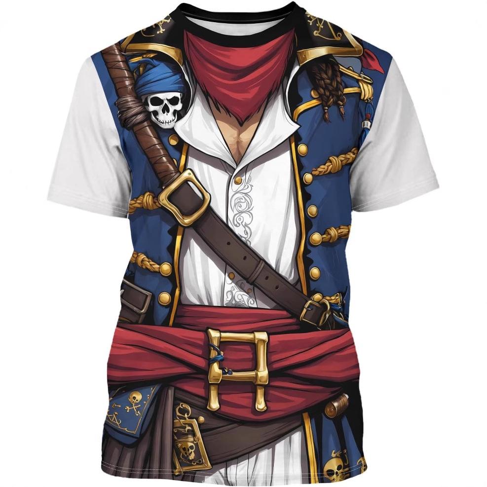Summer Men's 3D Printed Crew Neck T-Shirt Fashion Versatile Breathable Trend Casual