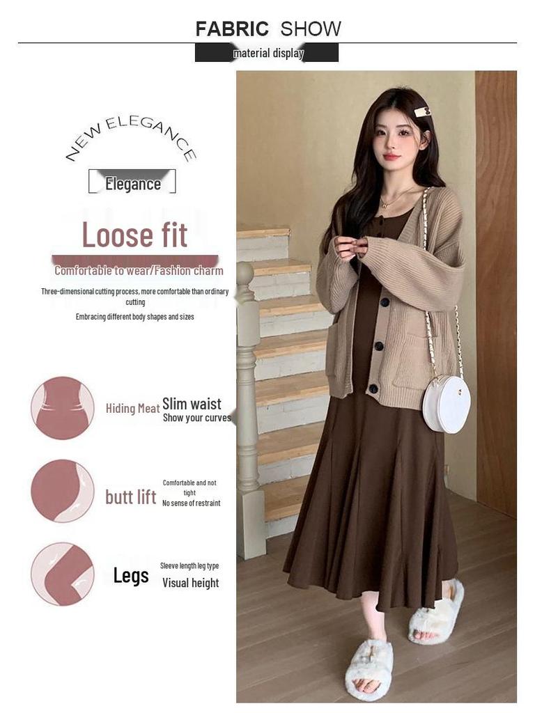 Autumn/Winter 2025 Maternity Two-Piece Set: Fishtail Skirt & Petite Knit Top