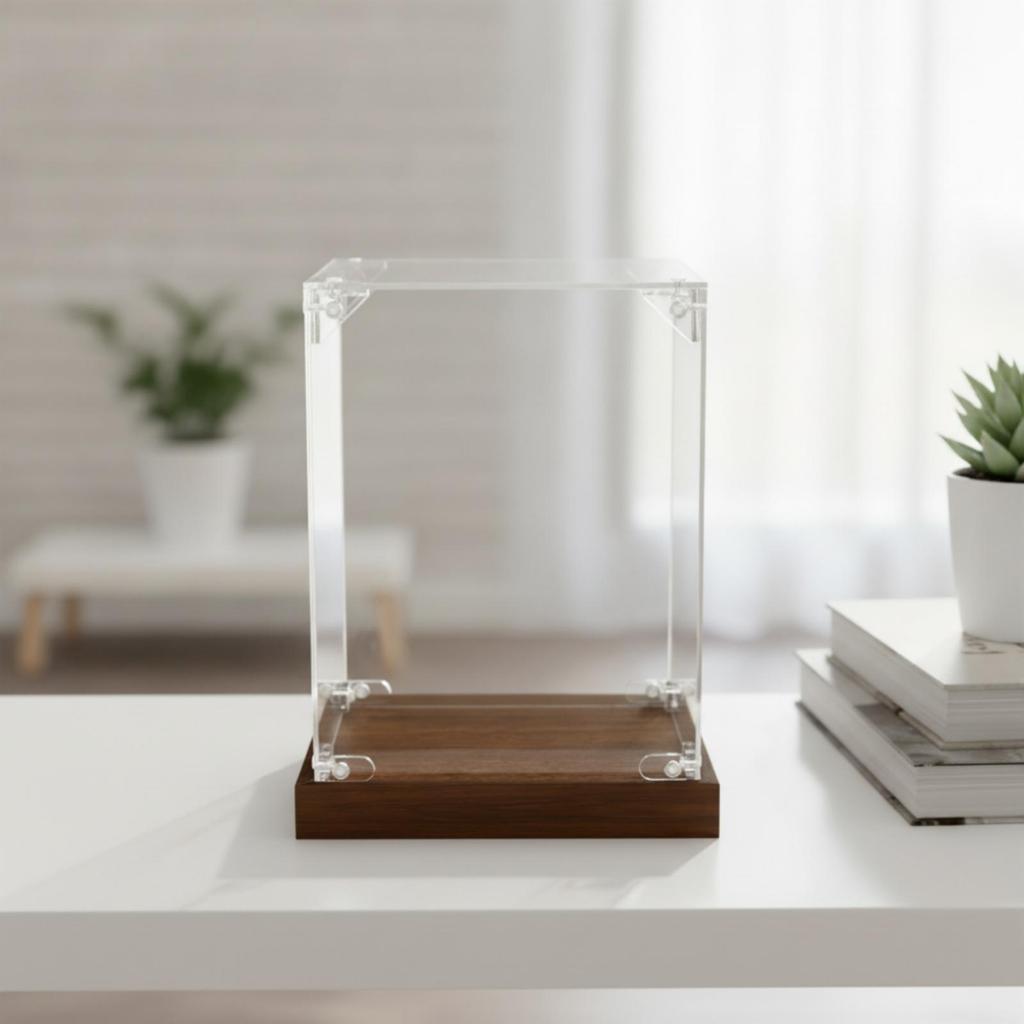 Acrylic Display Box with Wooden Base | Dustproof Preserving Enclosure,