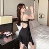 Sexy pajamas women's ice silk butterfly with chest pad suspender nightgown nightgown pure desire style new silk loungewear
