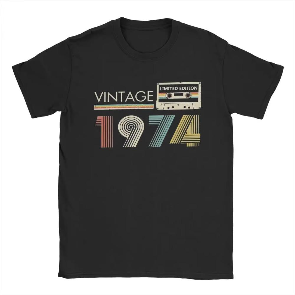 Men's T-Shirt Vintage 1974 Limited Edition Vintage Cotton Tee Shirt Short Sleeve 50 Year Old T Shirts Round Collar Clothes Gift
