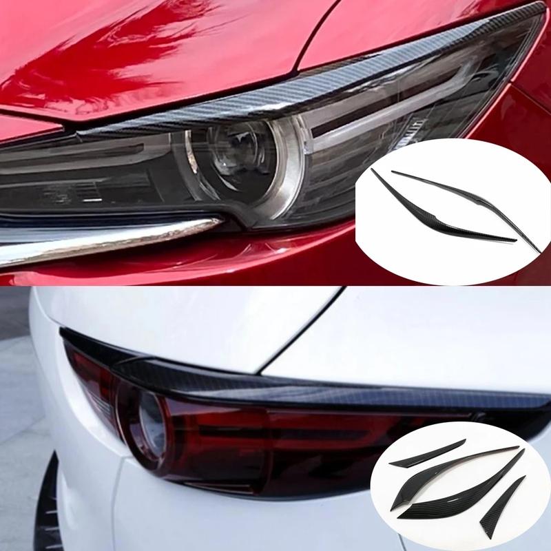 For Mazda CX5 CX-5 KF 2017 2018 ABS Front Headlight Lamp Eyelid Cover Strips Rear Light Eyebrow Trims Car Sticker